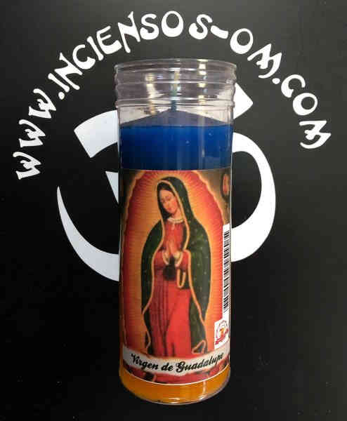 Velón Virgen de Guadalupe aroma lavanda  Consuelo y Alivio